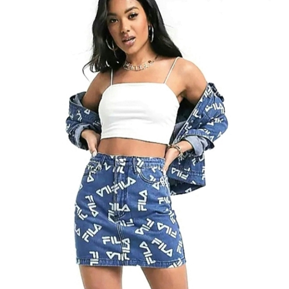 Fila Mini Skirt w/ Diamante Logo Print - Picture 2 of 7